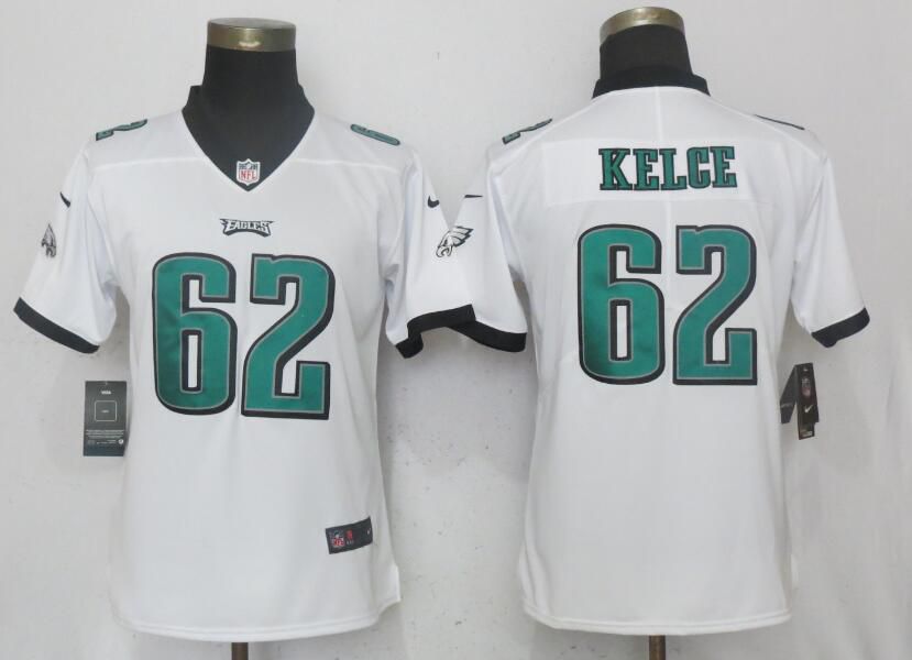 Women Philadelphia Eagles #62 Kelce White Vapor Untouchable Playe Nike NFL Jerseys->women nfl jersey->Women Jersey